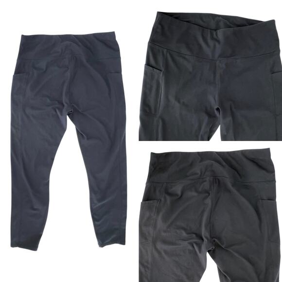 Black Yoga Pants Exercise Leggings Pockets Plus Size 2X - Picture 4 of 11